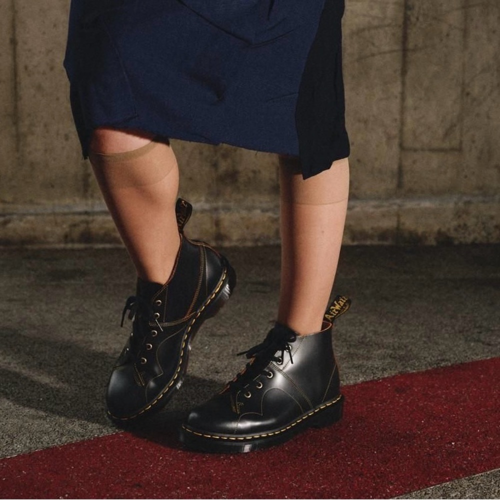 Black Leather Lace-Up Boots